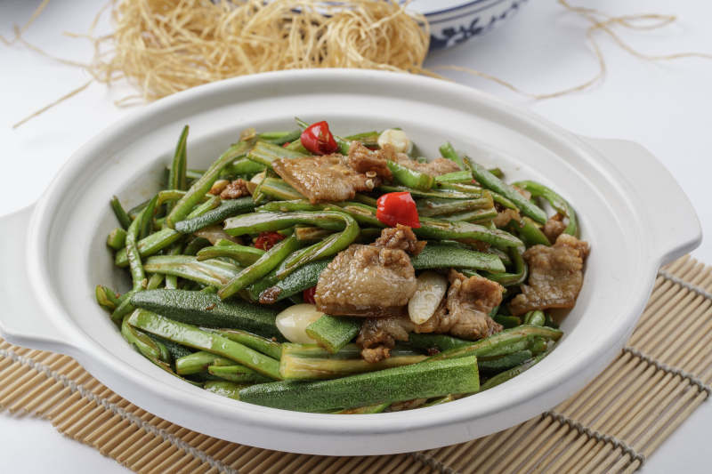 秋葵杭椒小炒肉图片