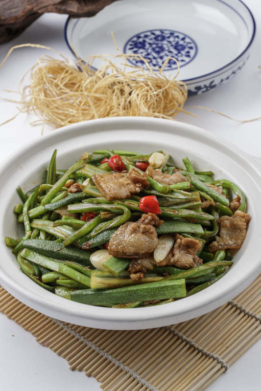 秋葵杭椒小炒肉图片