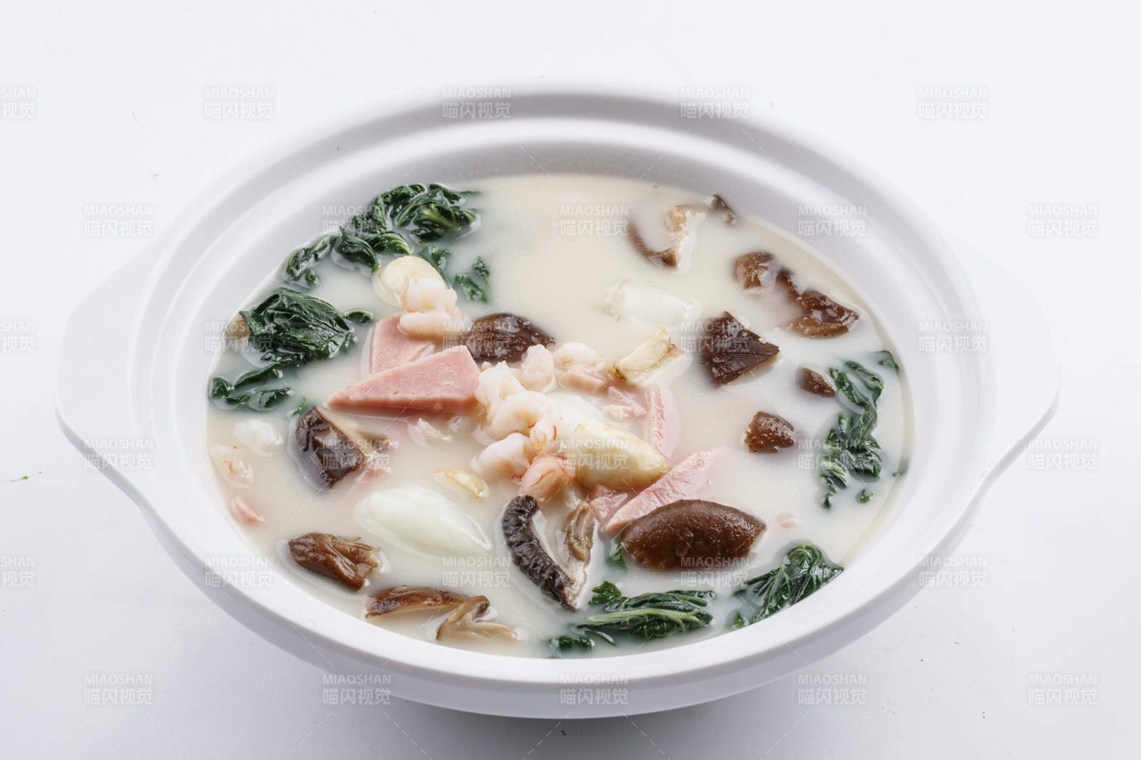 砂锅香菇小白菜虾仁火腿煲图片