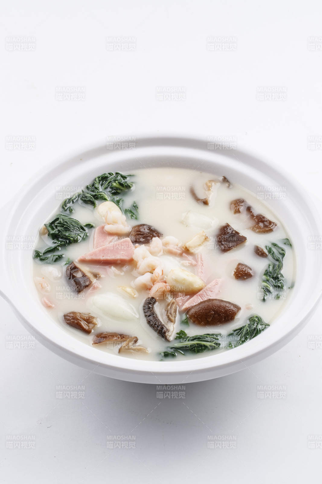 砂锅香菇小白菜虾仁火腿煲图片