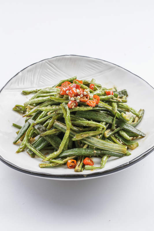 剁椒豇豆炒秋葵图片
