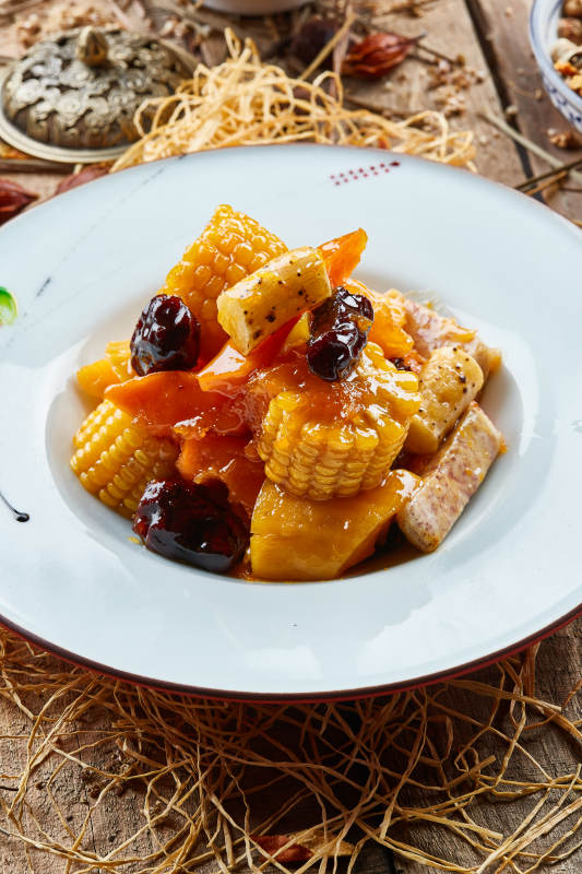 拔丝农家乐玉米蜜枣南瓜山药芋头图片