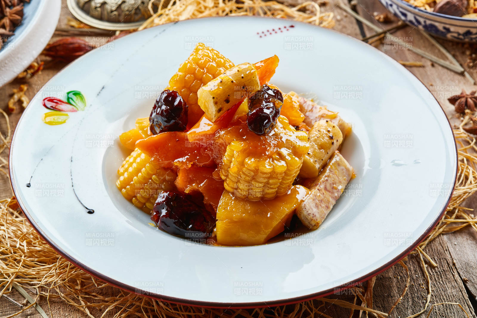 拔丝农家乐玉米蜜枣南瓜山药芋头图片