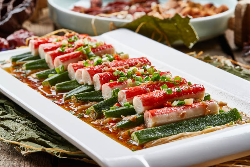 蟹柳蒸秋葵图片