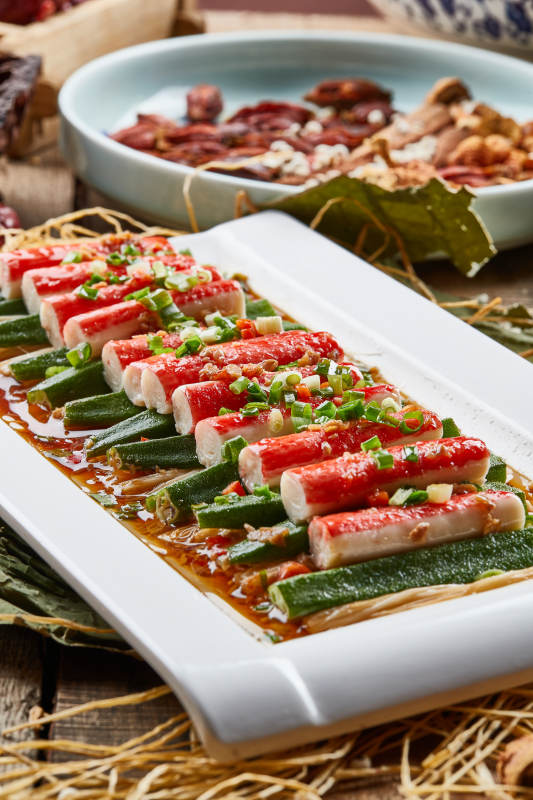 蟹柳蒸秋葵图片