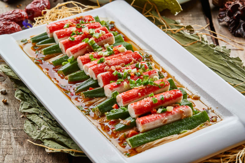 蟹柳蒸秋葵图片