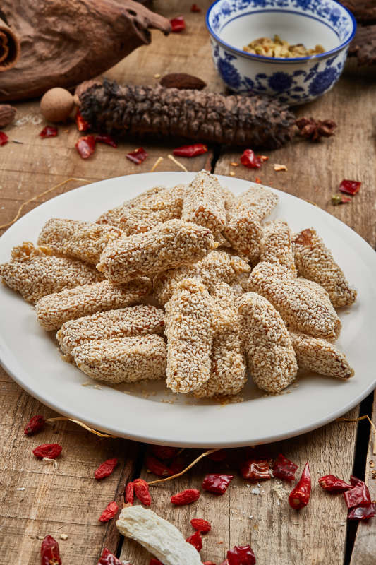 麻仁糖粉红薯图片