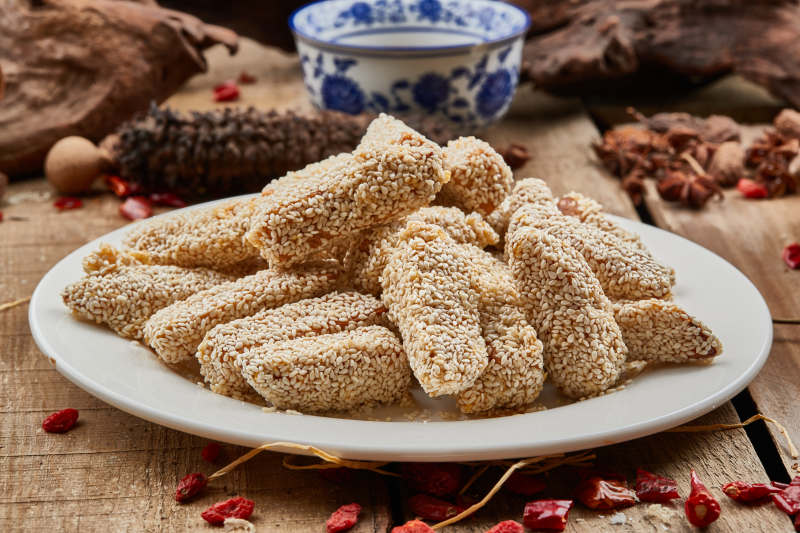 麻仁糖粉红薯图片