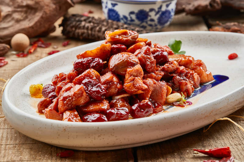 蜜枣口蘑烧鲜肉图片