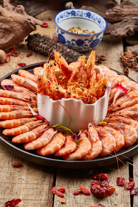 两吃大明虾盐水虾油炸虾图片