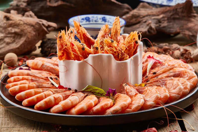 两吃大明虾盐水虾油炸虾图片