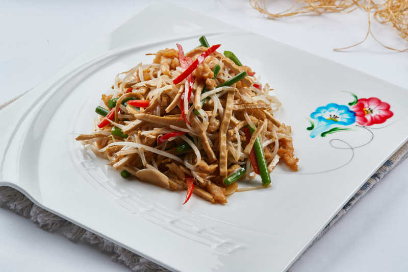 蒜香和炒干丝豆芽彩椒韭菜图片