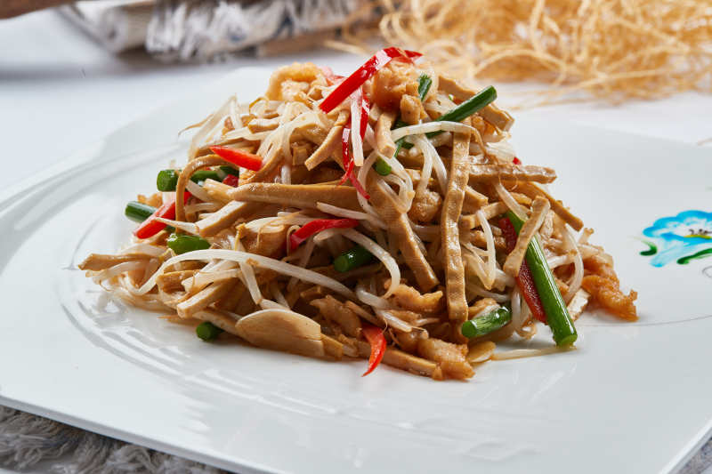 蒜香和炒干丝豆芽彩椒韭菜图片