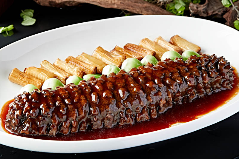 鲁菜葱烧浇汁寿桃梅花参图片