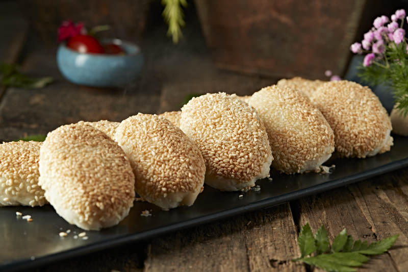 芝麻千层火腿馅料烧饼图片