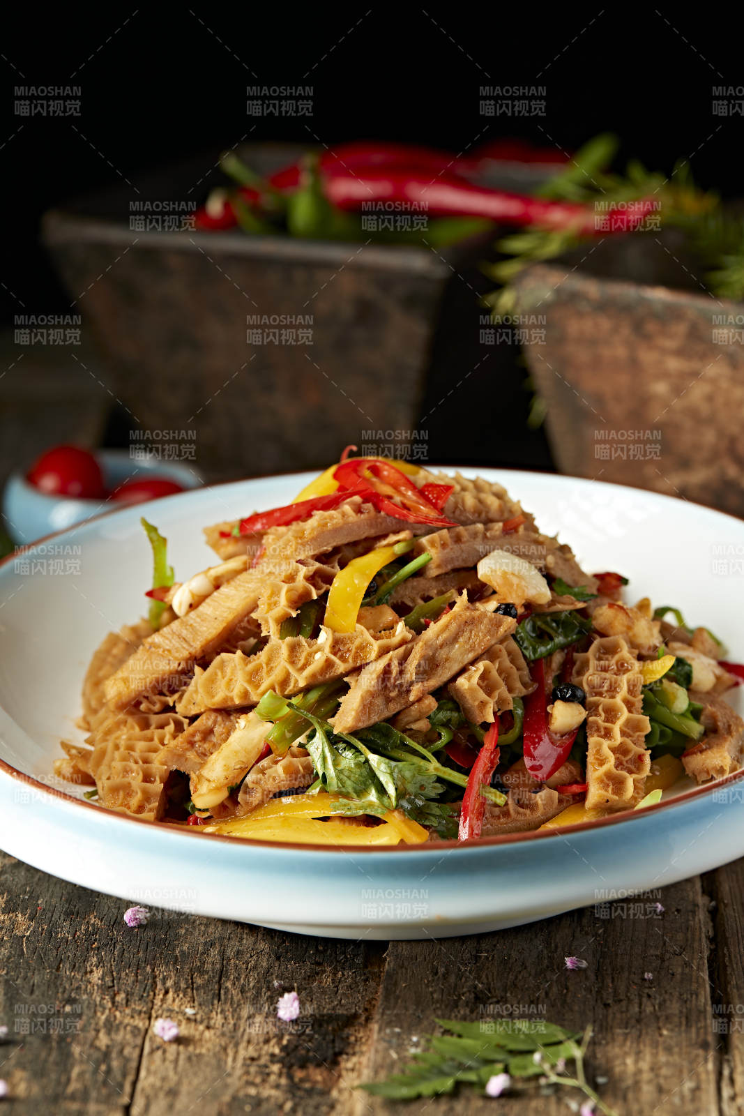 香辣彩椒蒜香金钱肚图片