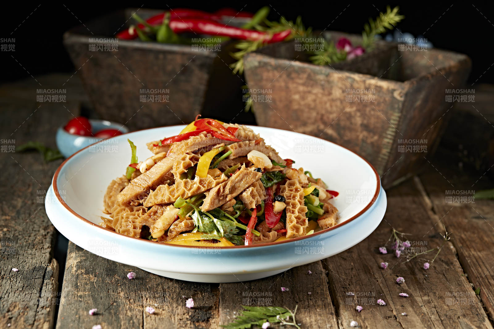 香辣彩椒蒜香金钱肚图片