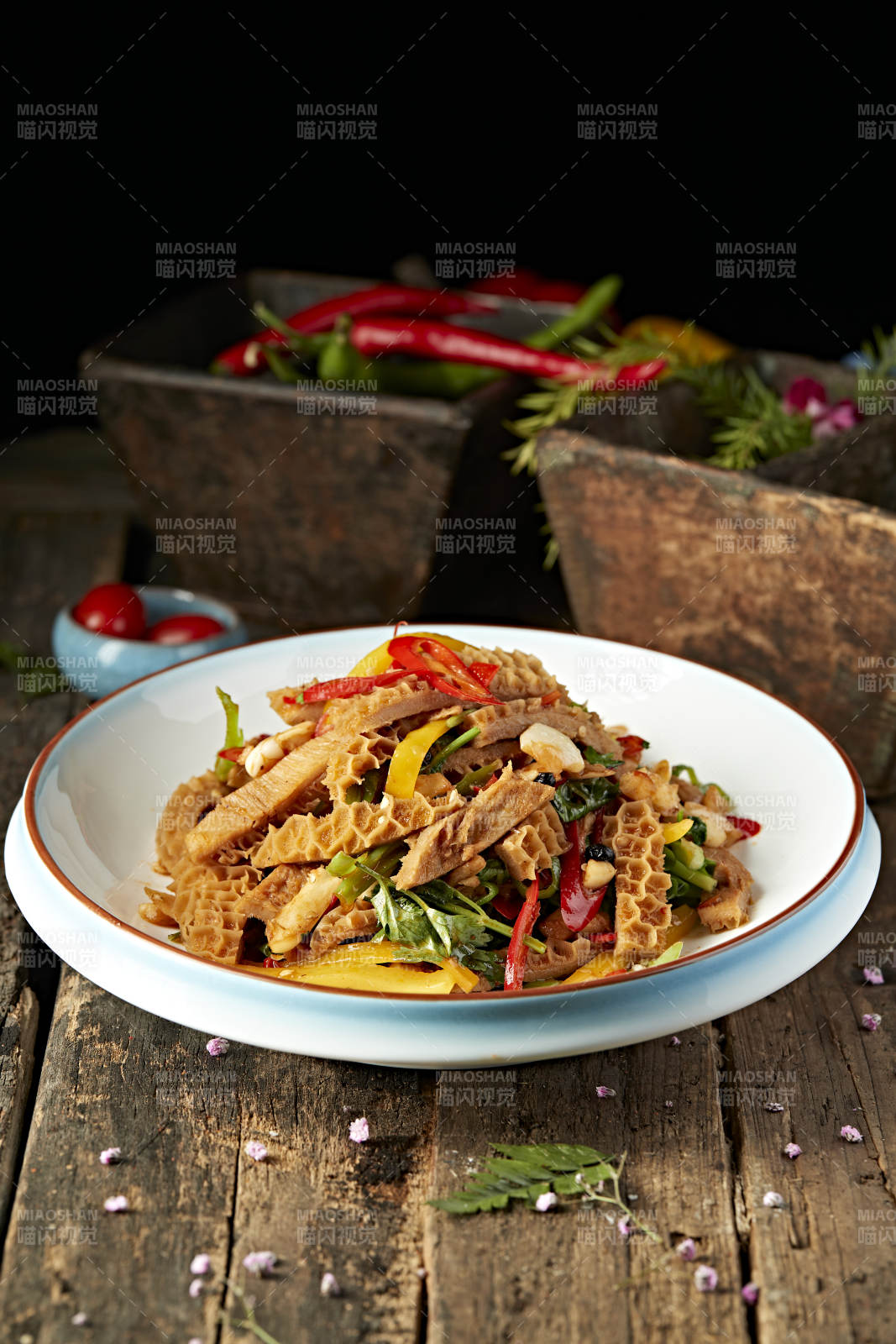 香辣彩椒蒜香金钱肚图片