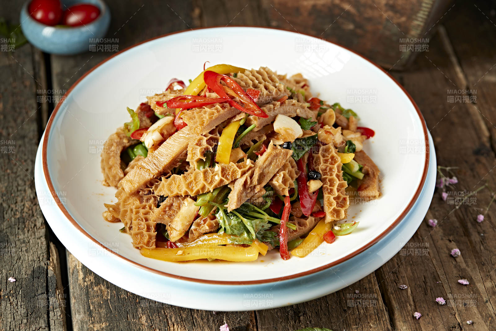 香辣彩椒蒜香金钱肚图片