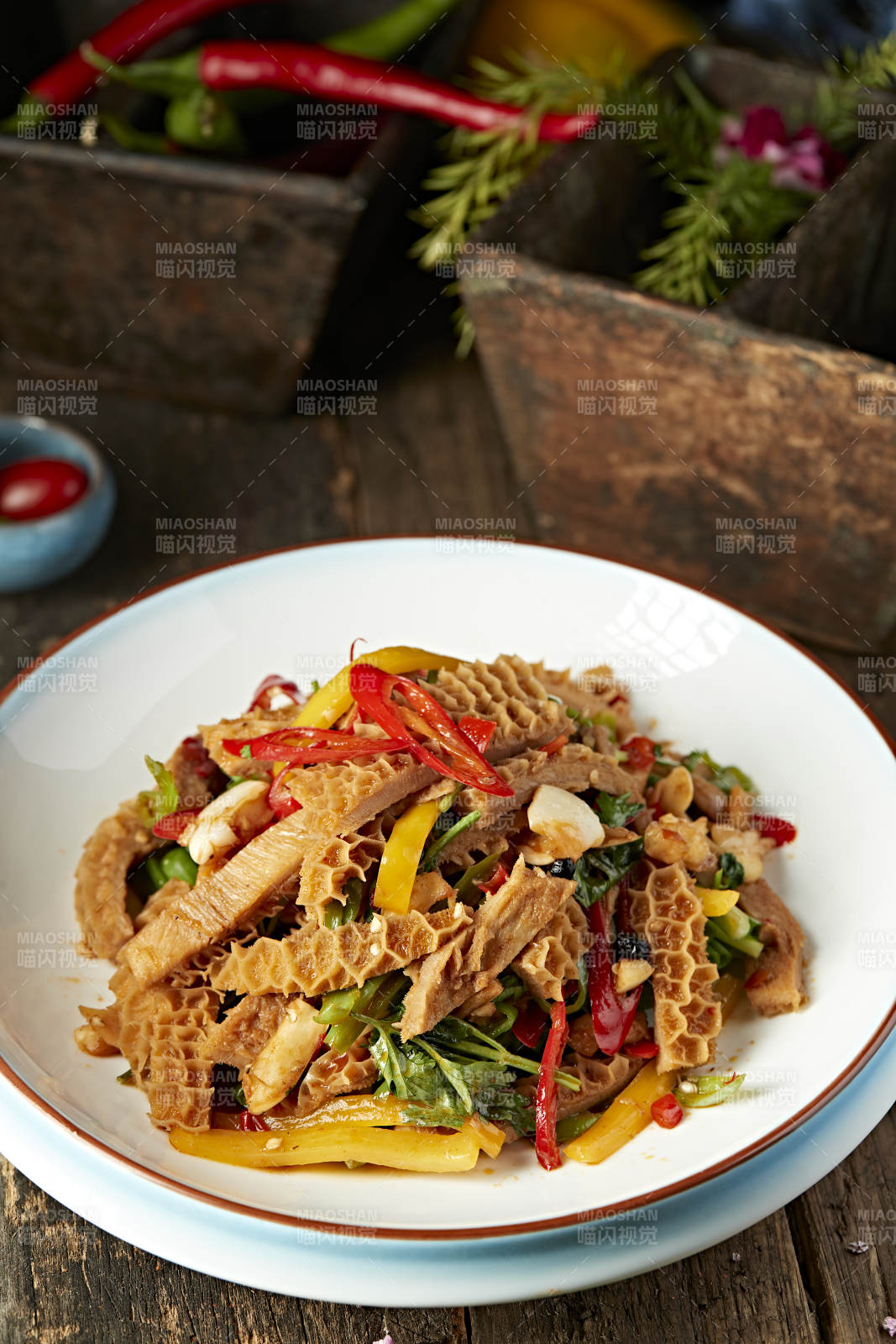 香辣彩椒蒜香金钱肚图片