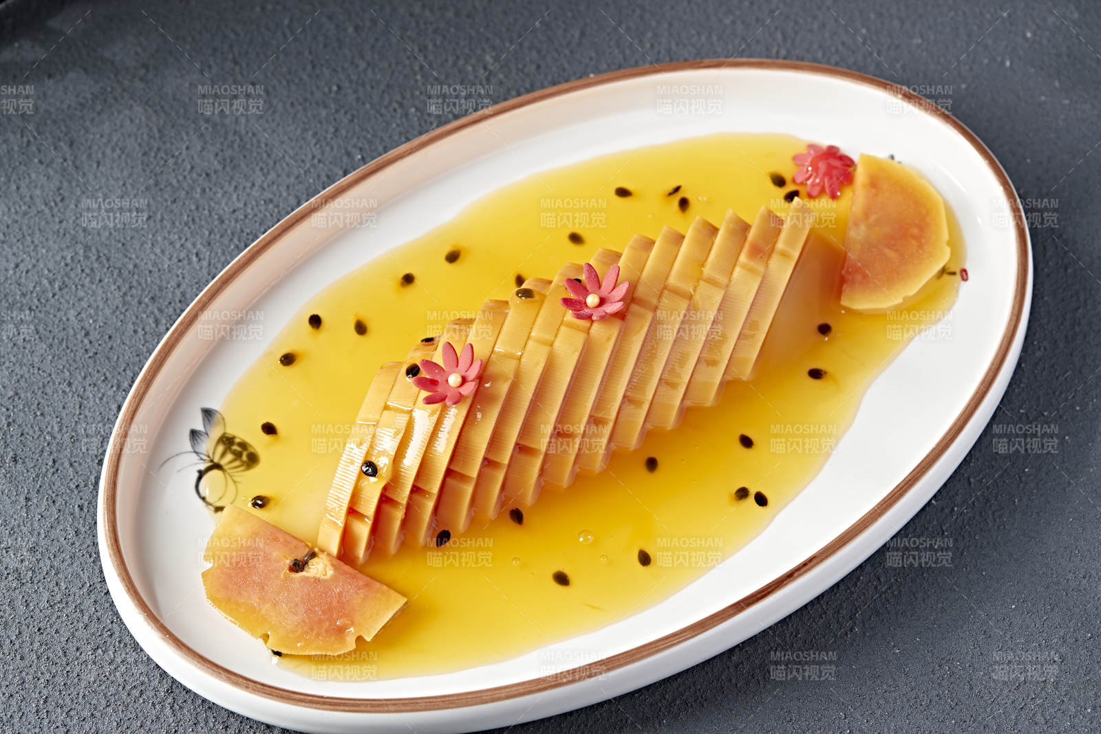 蜂蜜百香果汁腌木瓜片图片