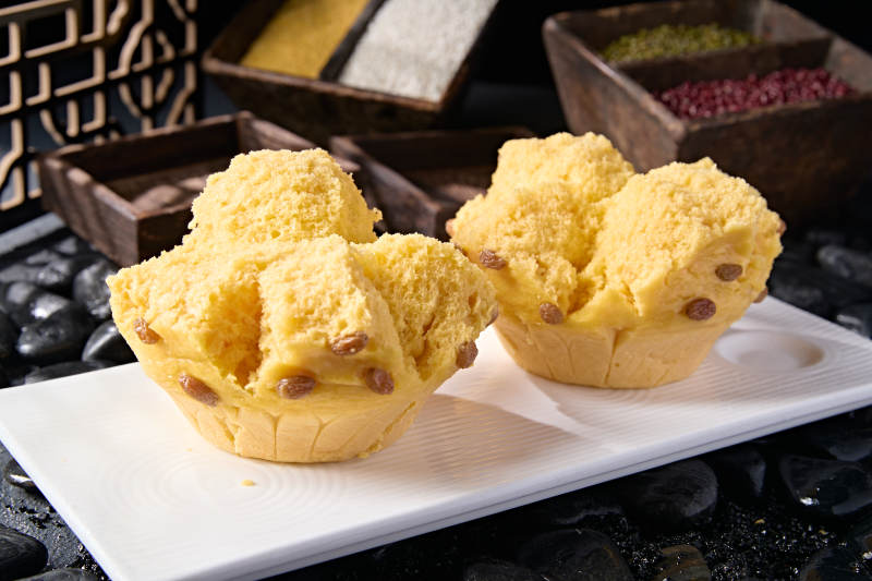 西部美食香蒸开花黄馍馍图片