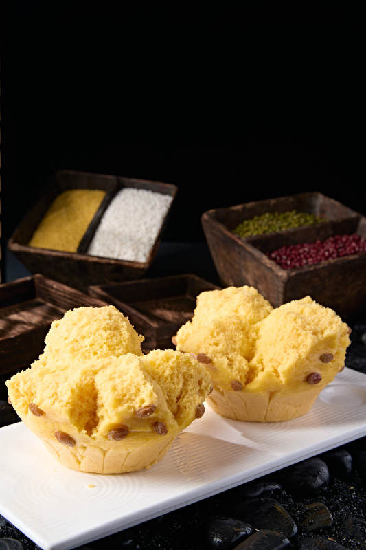 西部美食香蒸开花黄馍馍图片