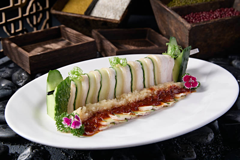 瓜片蒜沫汆白肉片图片