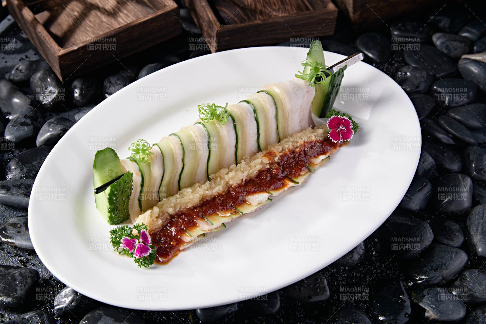 瓜片蒜沫汆白肉片图片