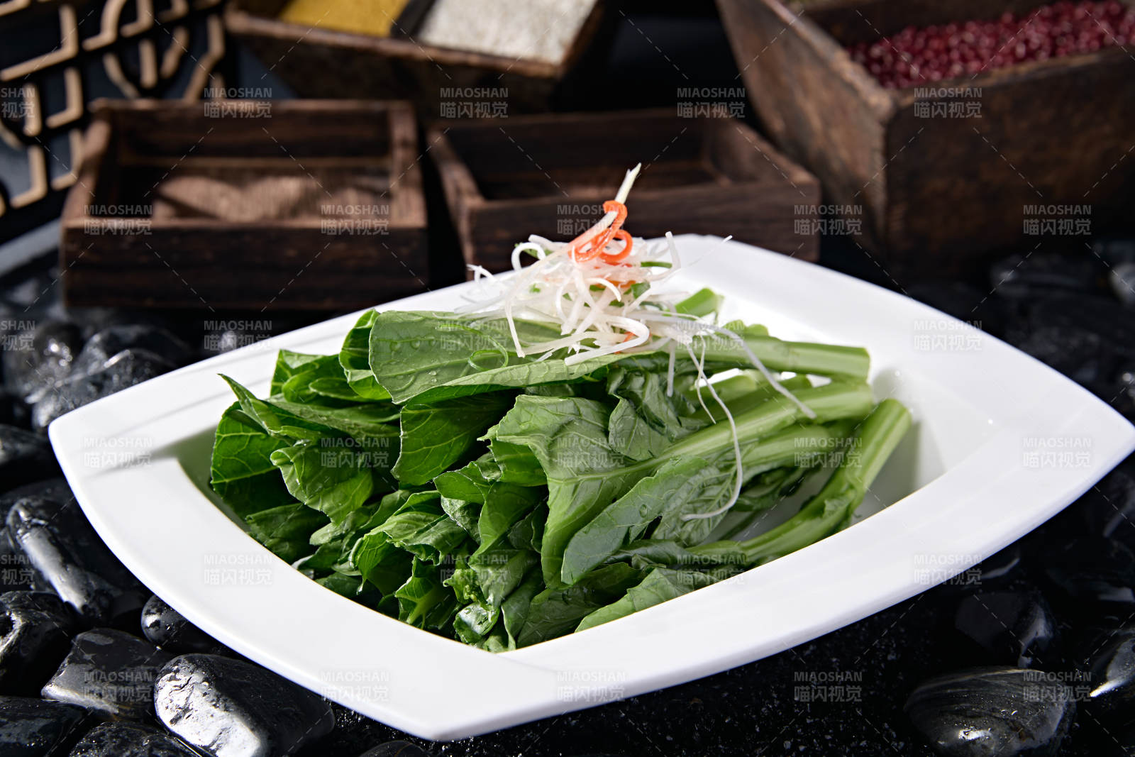 白灼浇汁爆炒蒜香菜心图片