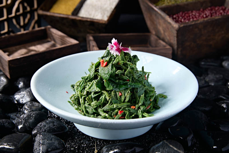 美味凉菜彩椒炝拌蚕桑叶图片