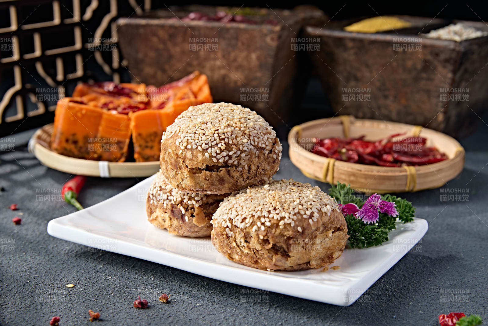 芝麻红糖棋子烧饼图片