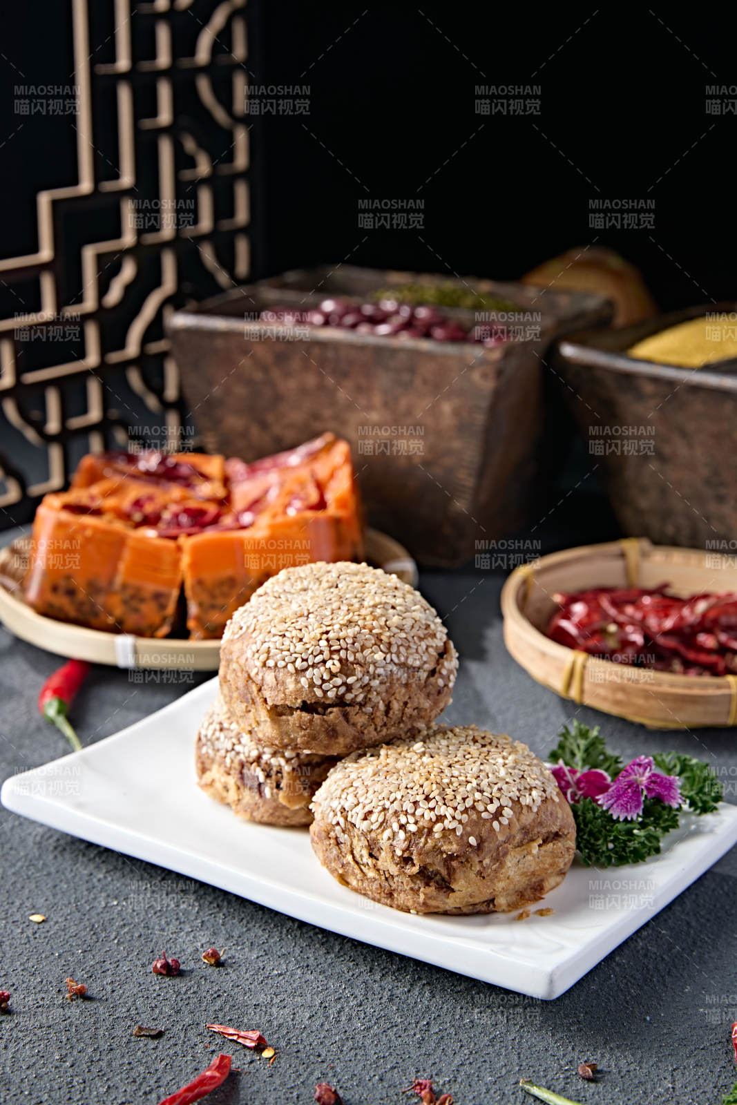 芝麻红糖棋子烧饼图片