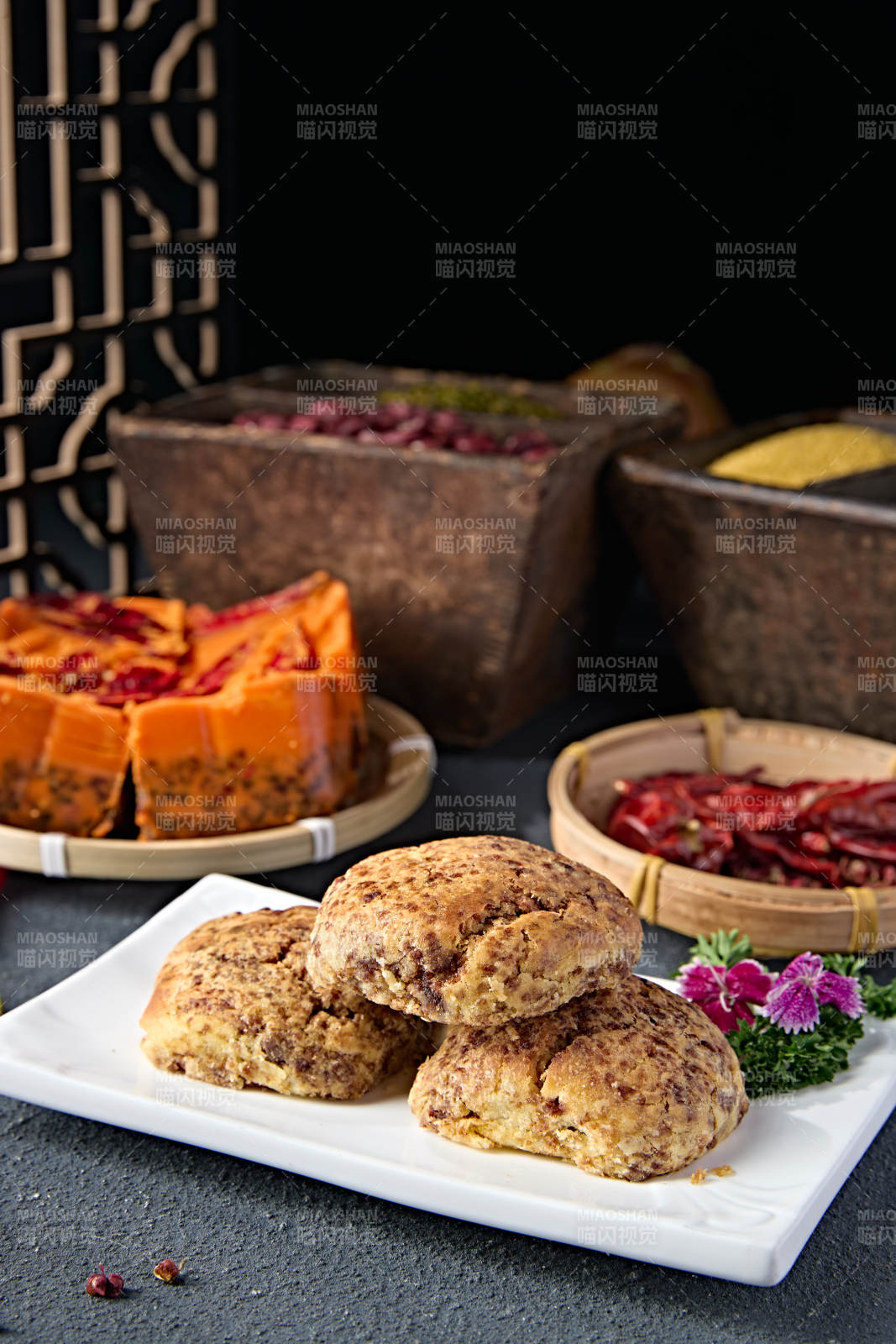 芝麻红糖棋子烧饼图片