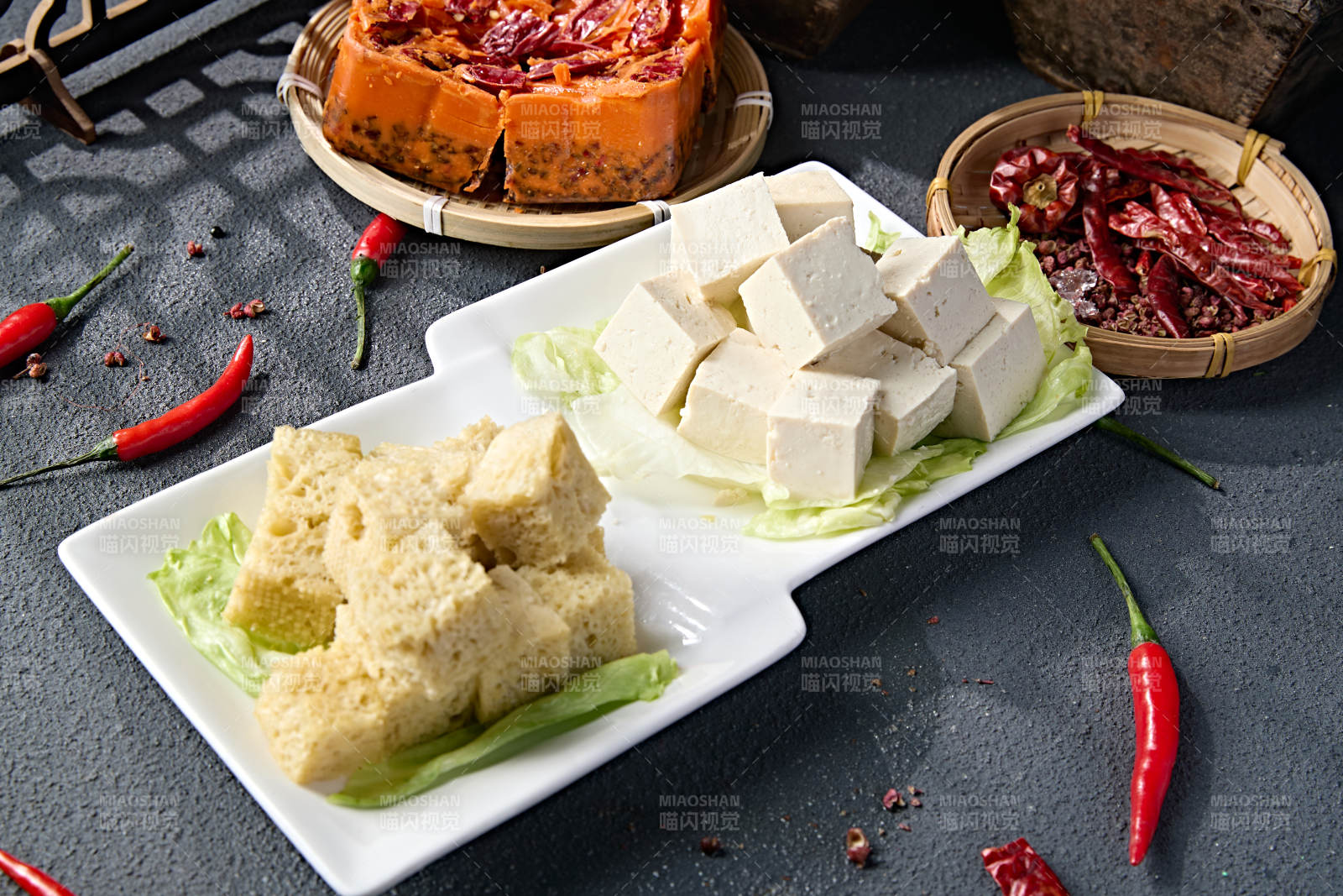 火锅食材鲜豆腐冻豆腐切片拼盘图片