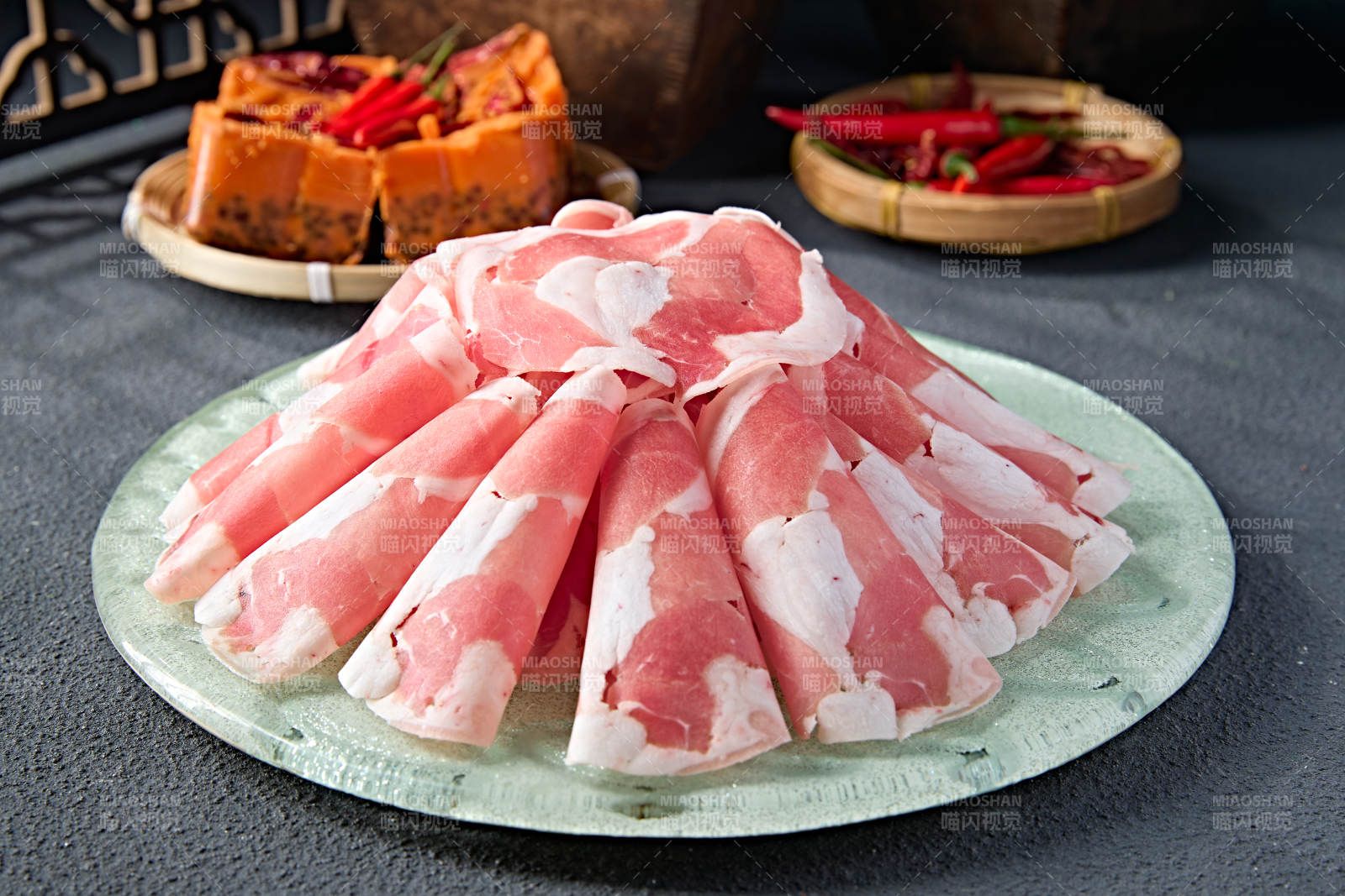 内蒙草原羔羊肉卷切片图片