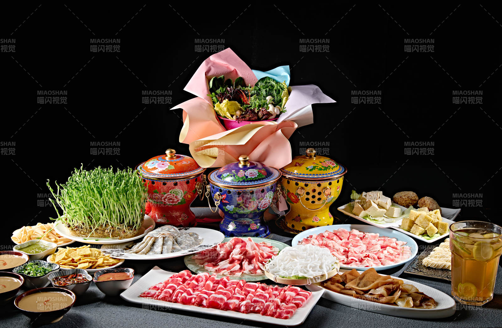 高档小火锅套餐美食组合图片
