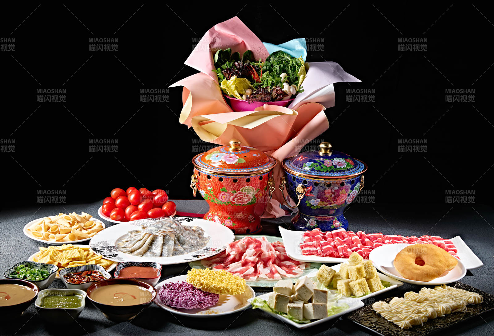 高档小火锅套餐美食组合图片
