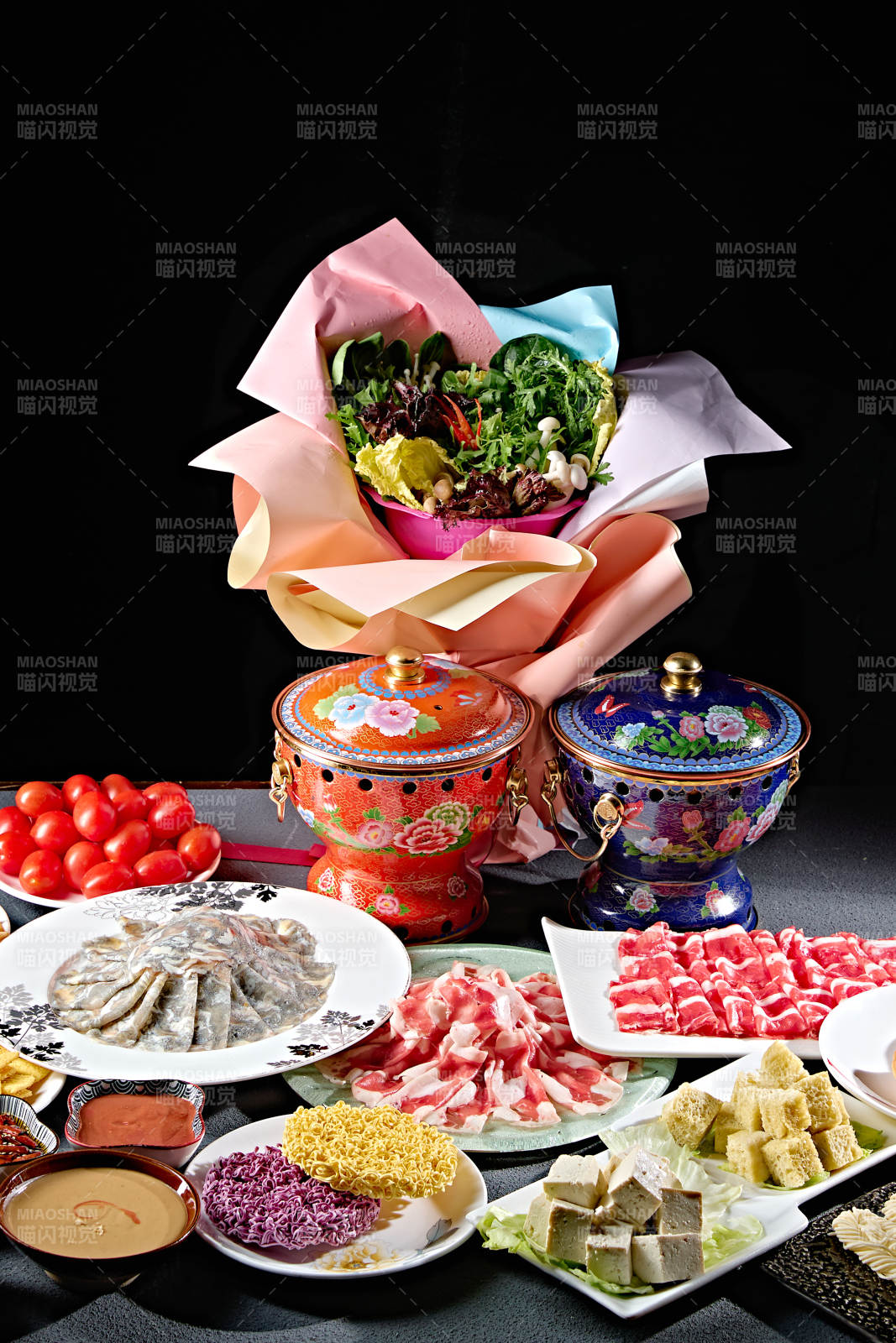 高档小火锅套餐美食组合图片