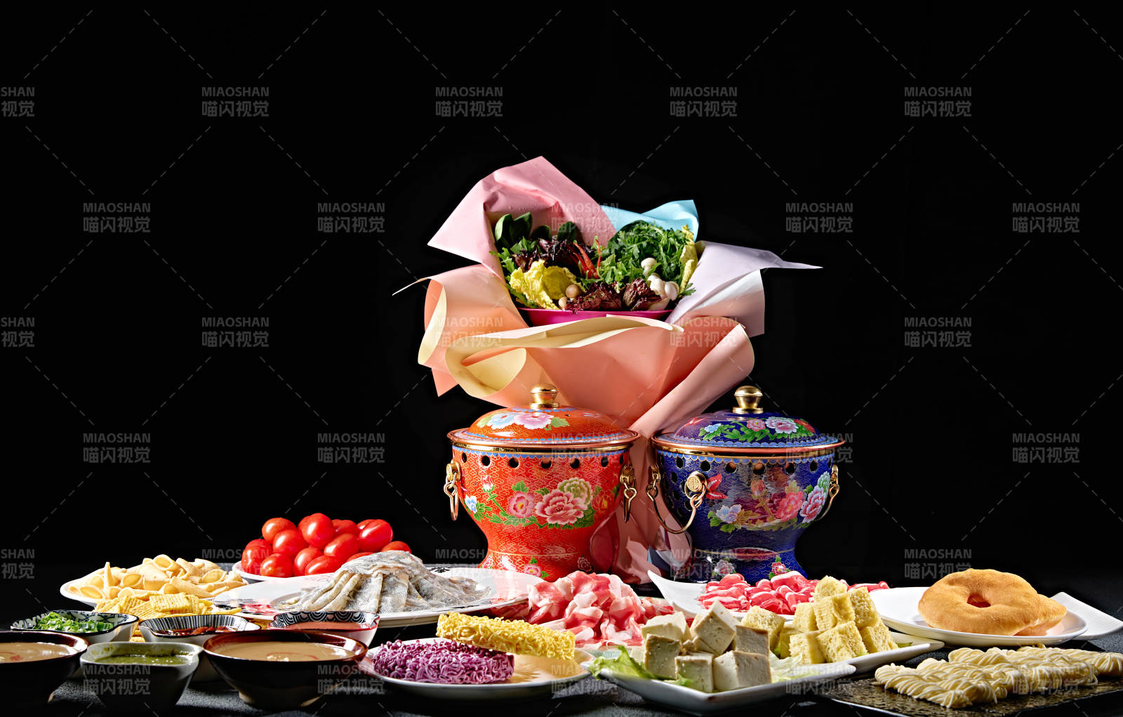 高档小火锅套餐美食组合图片