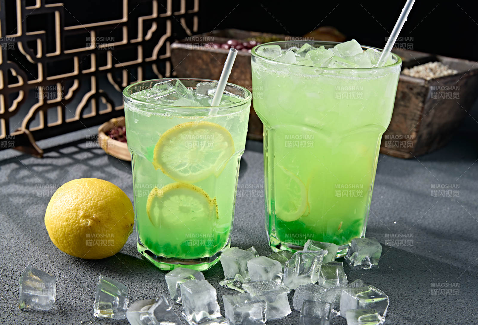 解暑饮料珍珠青苹果汁图片