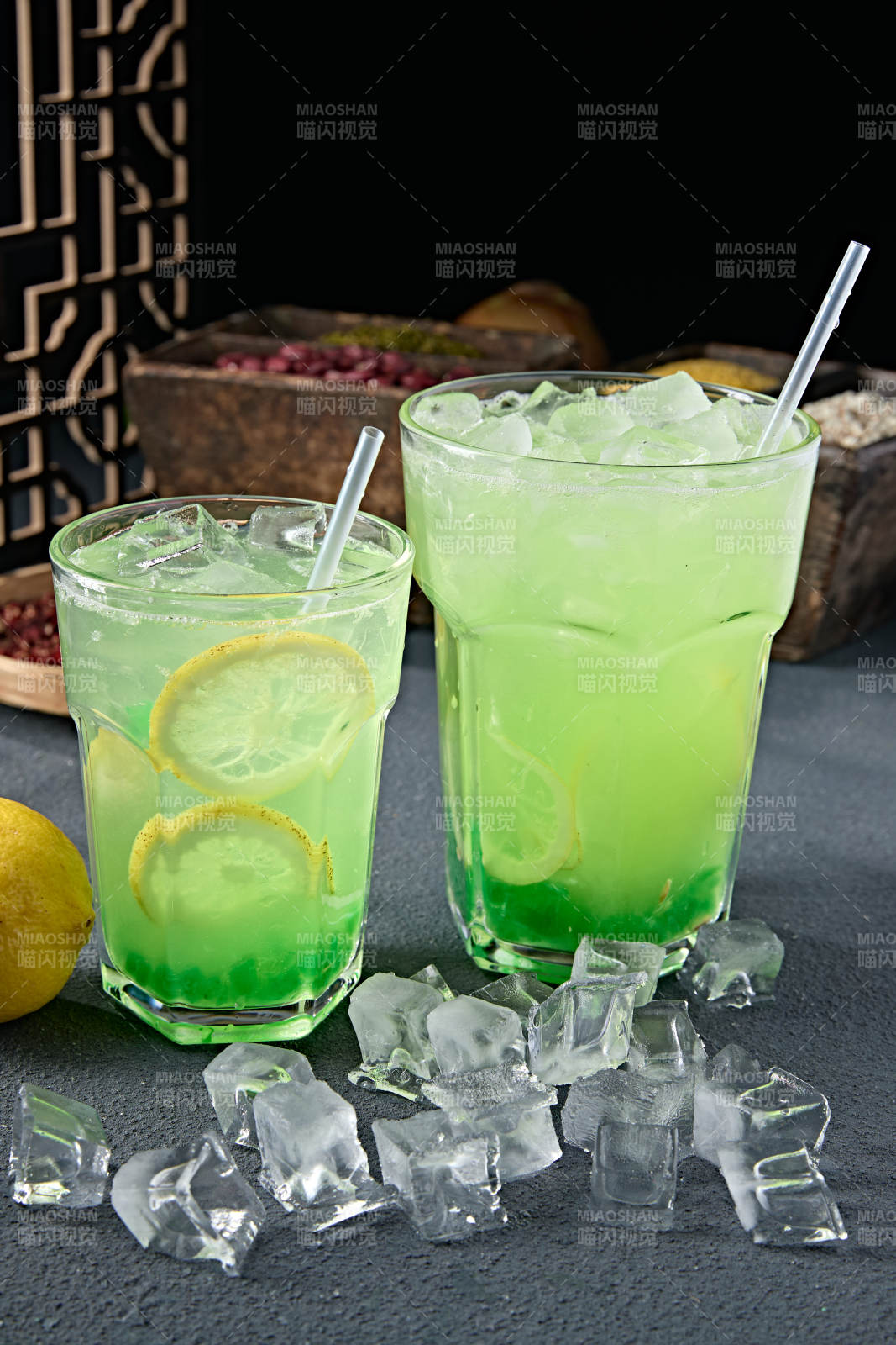 解暑饮料珍珠青苹果汁图片