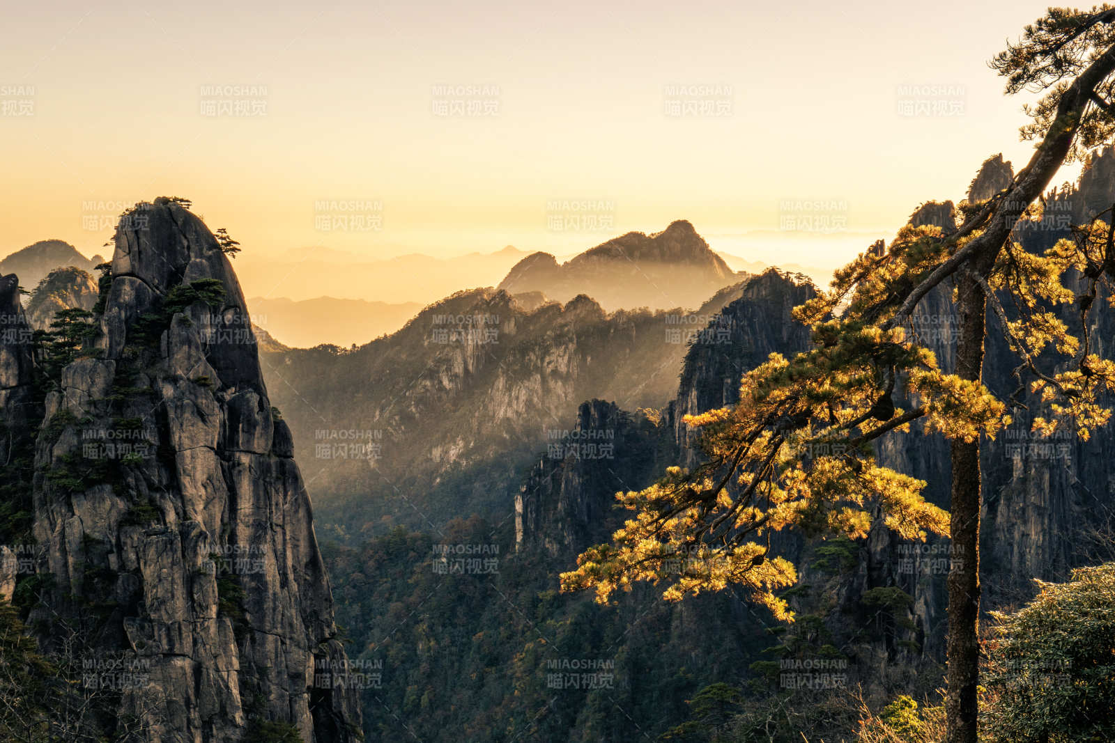 黄山晨曦美景图片