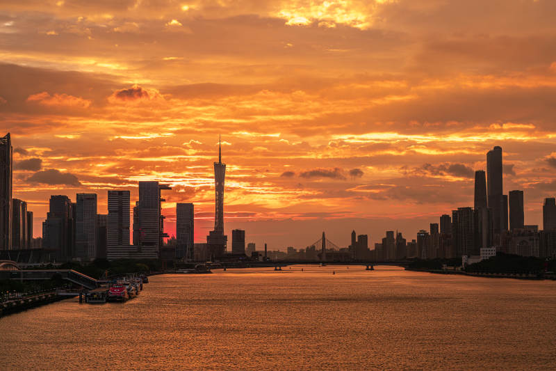 广州塔日落美景图片