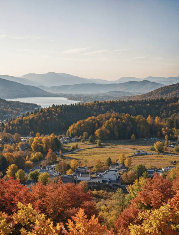 安徽省黄山市皖南秋山湖畔风光图片