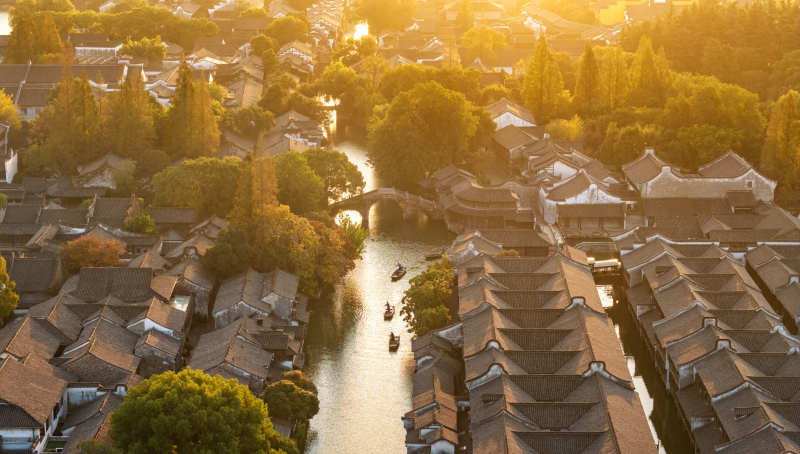 古韵水乡晨曦图片