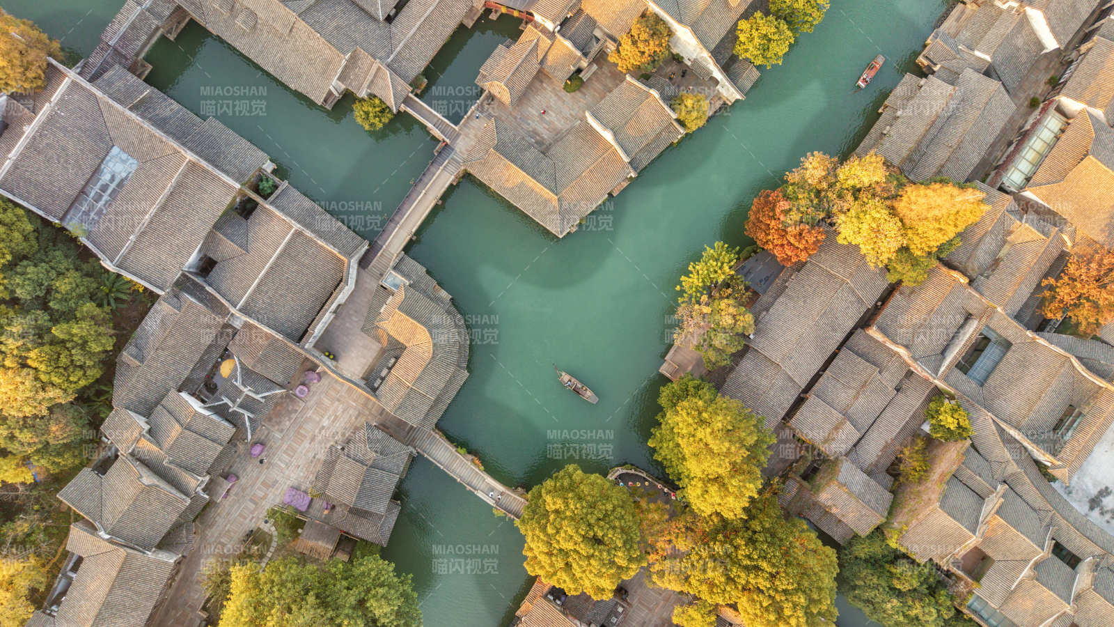 水乡秋韵航拍图图片