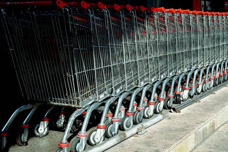 整齐排列的购物车图片