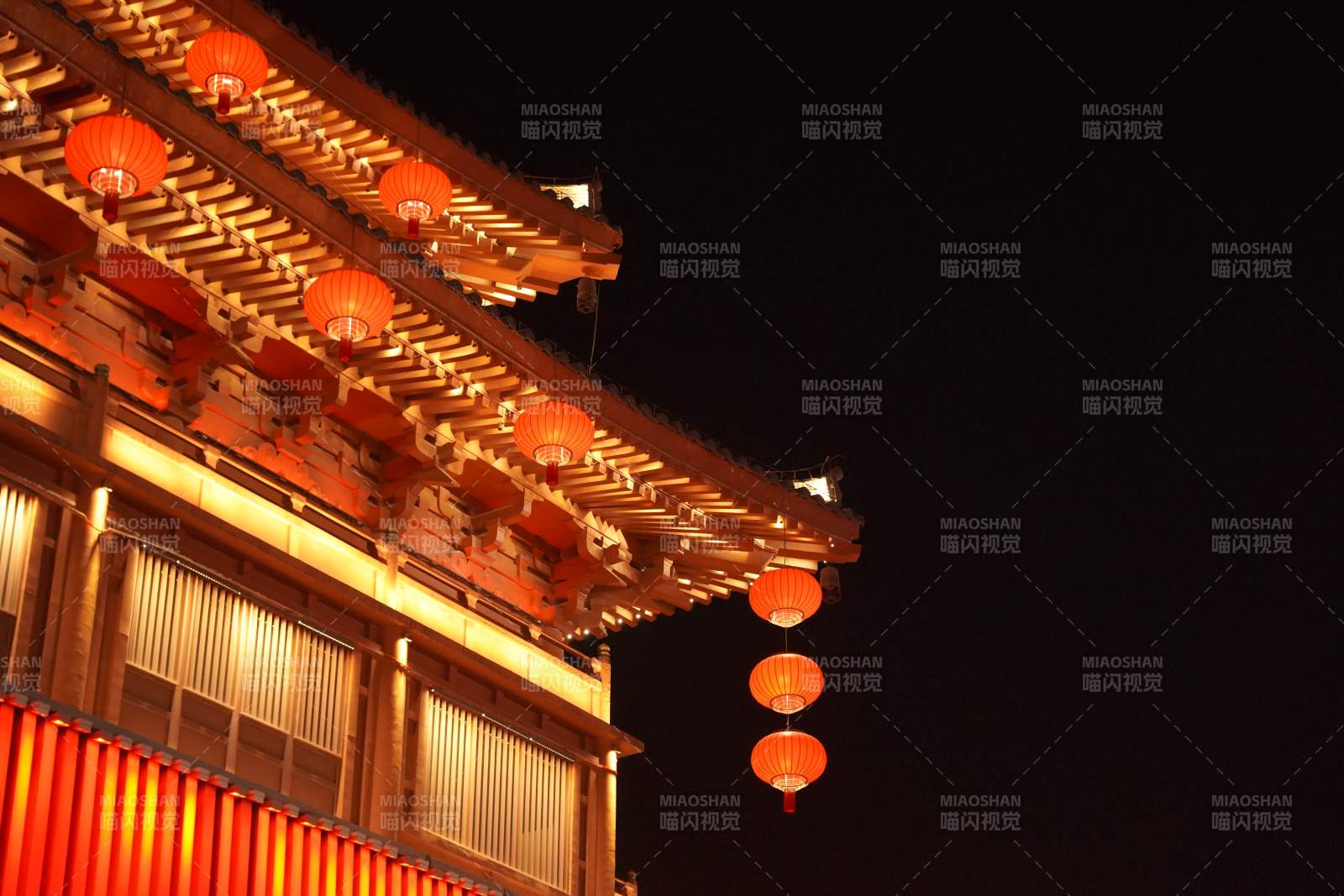 夜幕下的古建筑西安图片