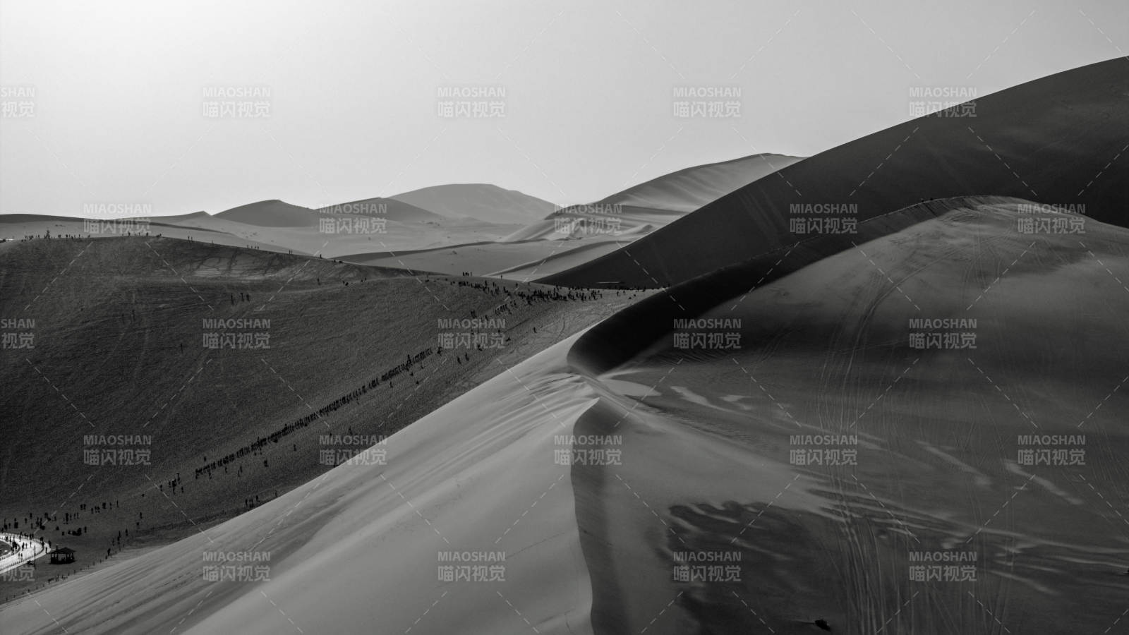 黑白光影质感沙漠沙丘广袤自然景观航拍图片